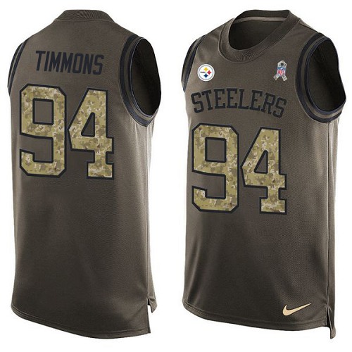 Men's Limited Lawrence Timmons Nike Jersey Green - #94 Salute to Service Tank Top NFL Pittsburgh Steelers